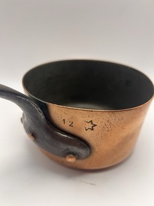 Vintage Copper Pan Saucepan. Stamped With 6 Point Star To Signify Kosher