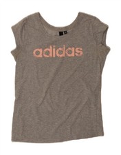 ADIDAS Womens Graphic T-Shirt Top UK 8/10 Small Grey Cotton DL04