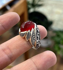 Natural Yemeni Agate Ring For Men, 925 Sterling Silver Aqeeq ring, Gift For Him