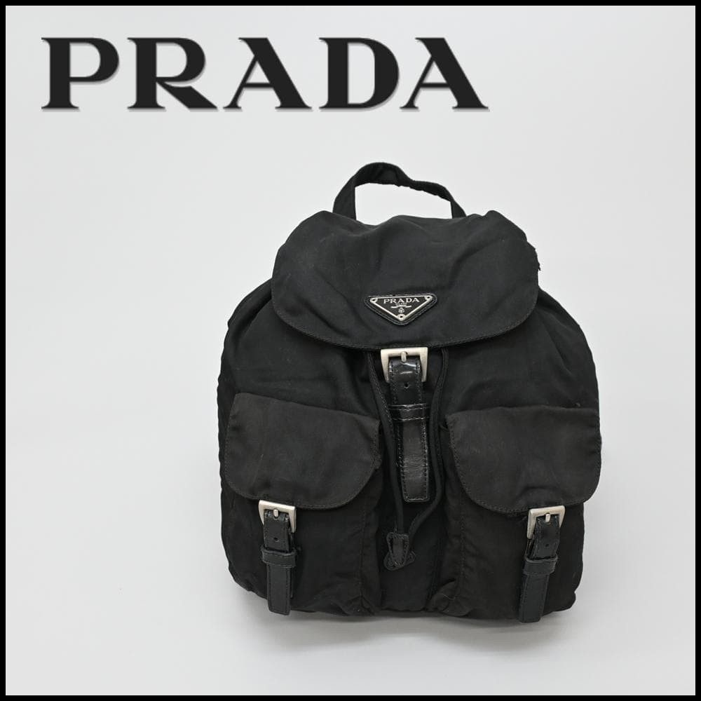 PRADA backpack triangular logo black From Japan P… - image 1