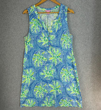 Lilly Pulitzer Essie Shift Henley Dress Tropic Like It's Hot Bennet Blue Large