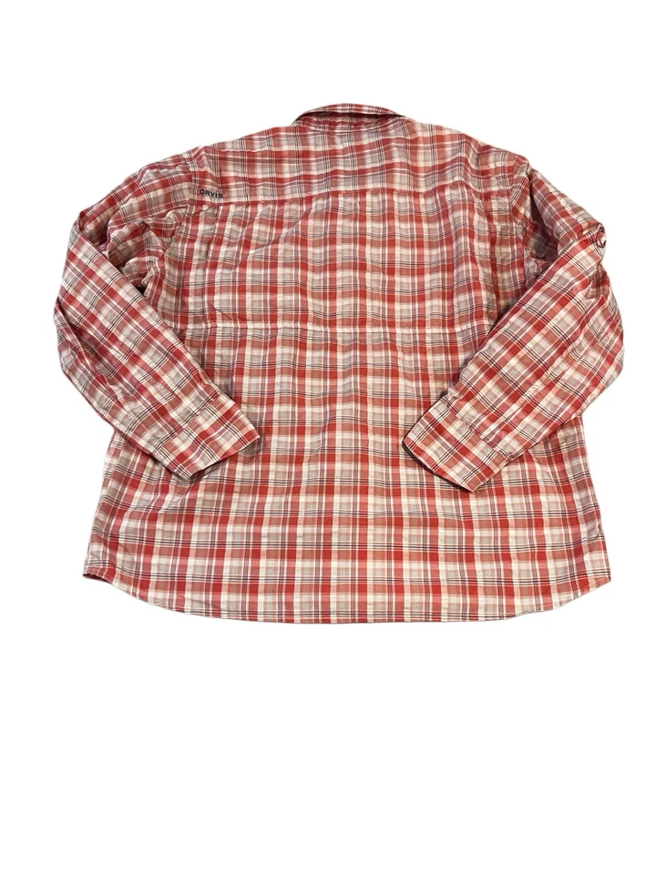Camisa Orvis Trout Bum Ventilada Para Hombres XL Naranja Tartán Manga Larga Abotonada Pesca Foto 2 de 4