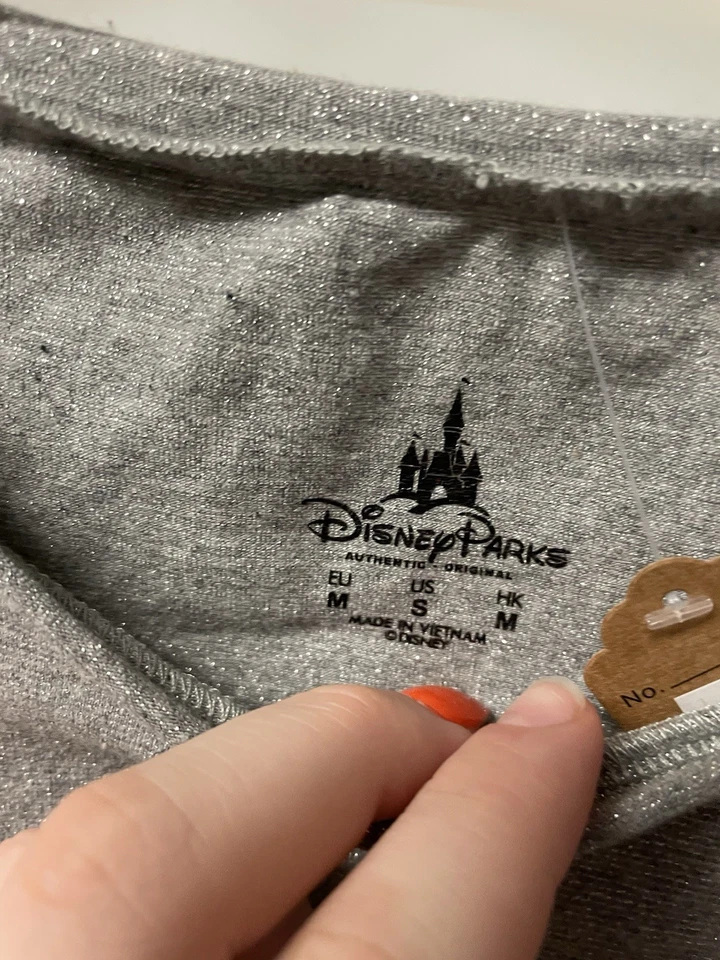 Disney Sequin Gift Ladies Gray Long Sleeve Tee Size Medium  - Image 4 of 4