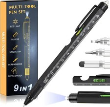 Multitool Pen 9 in 1 Innovative Gift for Men,with LED Light,Ruler, Stylus,Bubble