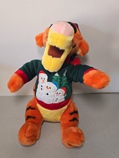 Disney Store Tigger Plush Christmas Snowman Sweater Hat 14" Exclusive