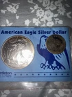 🔥1998SILVER AMERICAN EAGLE🔥1913 SILVER BARBER QUARTER🔥IN SLAB🔥2 COINS💥🔥