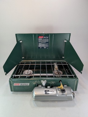 #ad Coleman THE POWERHOUSE 414 Dual Fuel Portable Two Burner Camp Stove Clean 10 94 $150.00
