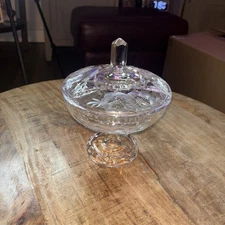 Glass Pedestal Candy Dish With Lid