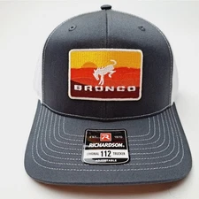 Richardson 112 Trucker Bronco Embroidered Patch Cap Hat Snapback Mesh Ford