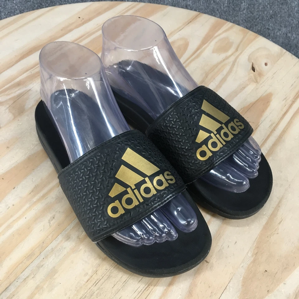 Sandalias Adidas Juveniles 3 Adilette Slide Negras Sin Cordones Punta Abierta Cómodas Planas EG1872 Foto 3 de 4