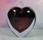 Vintage Purple Heart Shaped Mid-Century Art Glass Perfume Bottle and Stopper — photo 1