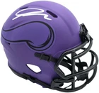 Jordan Addison Signed Vikings Rave Purple Speed Mini Helmet (In White) Beckett