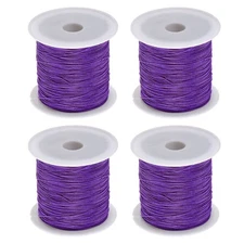 4 Rolls Nylon String Cord 45 Yards 0.4mm Nylon Cord Beading Satin String, Purple
