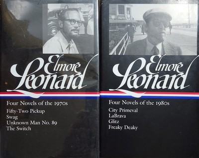 Lot 2 Elmore Leonard HC Library of America Books Four Novels of the 1970s 1980s