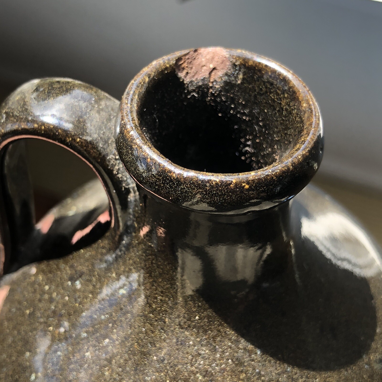 Jugtown Ware Dark Earthy Jug 7” Pottery Seagrove NC Stamped Dated 1984 Vintage