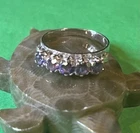 Vintage 925 sterling silver ring 5 Amethyst Stones Heart Filigree Size 8