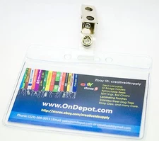 100 BADGE HOLDERS + 100 CLEAR PVC STRAP CLIPS - ON SALE