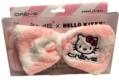 NEW! Sanrio Hello Kitty The Creme Shop Sweet Stripes Plush Spa Headband Pink