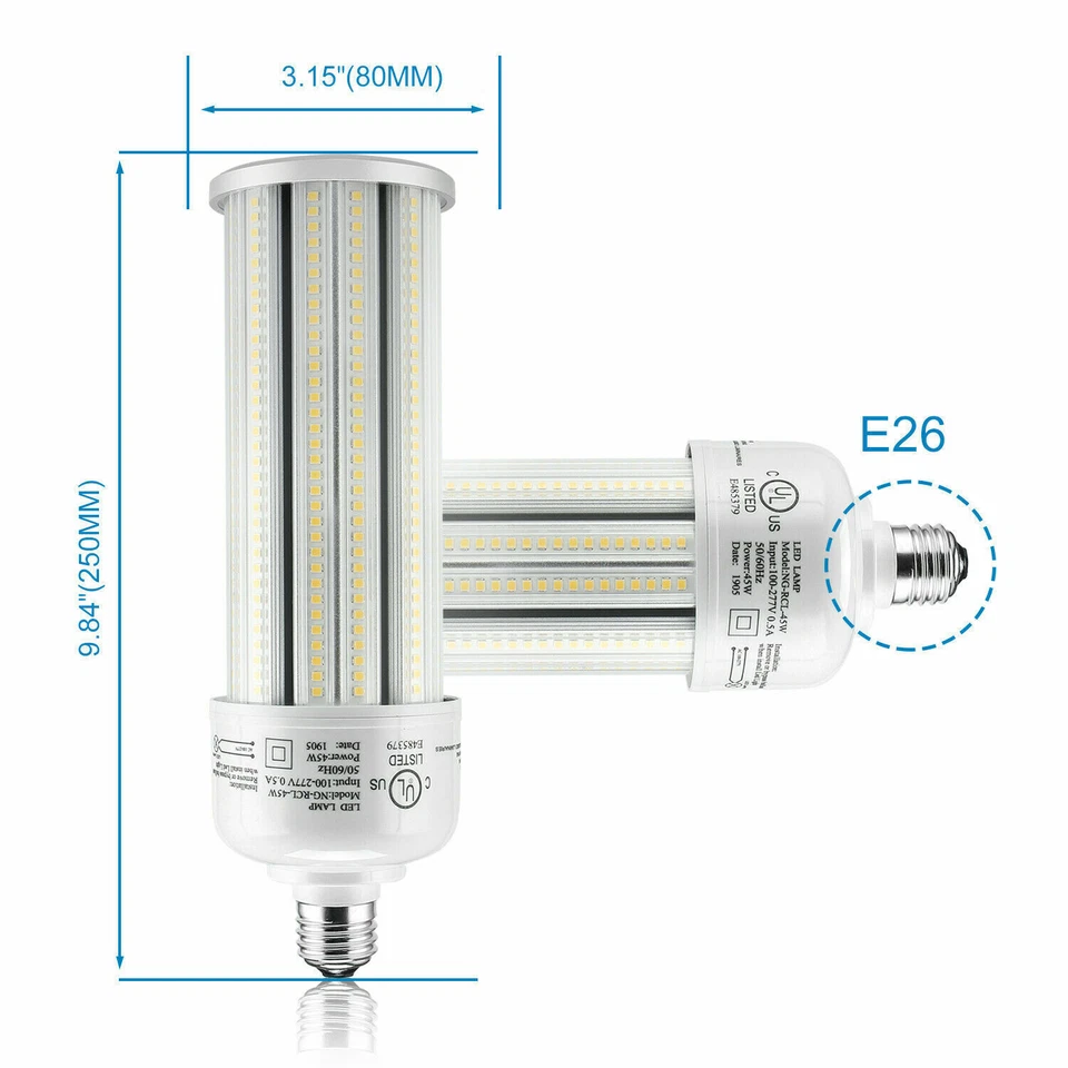 (200W Equival) 45W LED Corn Bulb Lights E26 Standard Base For Garage Warehouse - Image 3 of 4