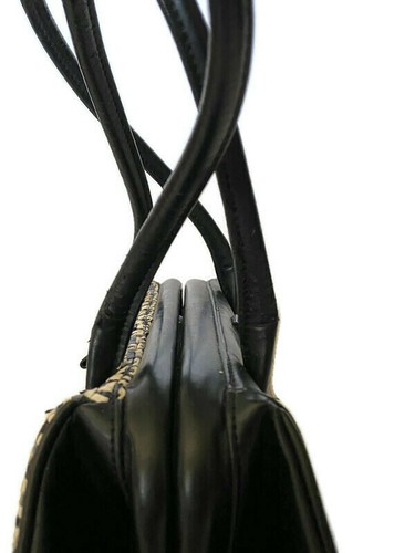 Sachi Bag Black White Shoulder Handbag Medium Size Zips Pockets Pre Loved - Picture 4 of 9