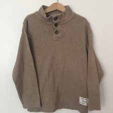 Gap Kids Boys Pullover Sweater Heather Tan 100 Cotton Henley Buttons S 6-7 6 7