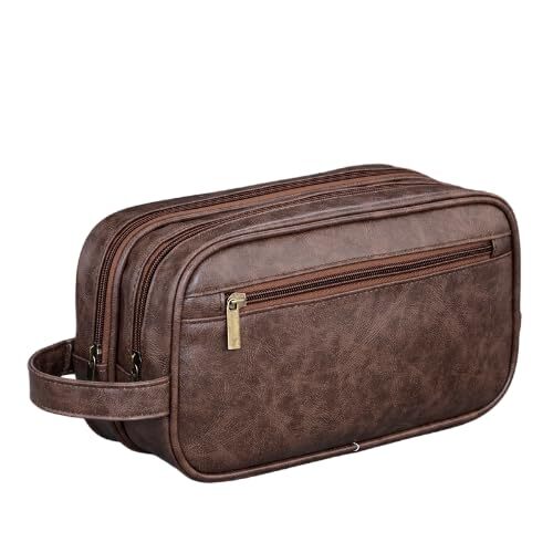 Mens travel toiletry bag Gift For Men,Waterproof PU double-layer cosmetic bag... - Picture 1 of 7