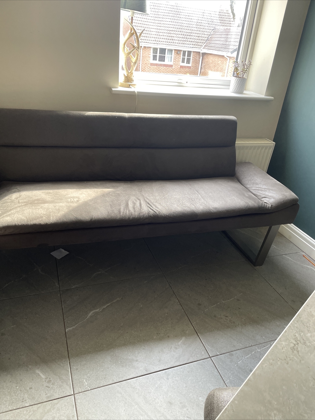 Caspian Grey Fabric left Hand Corner Dining Bench eBay