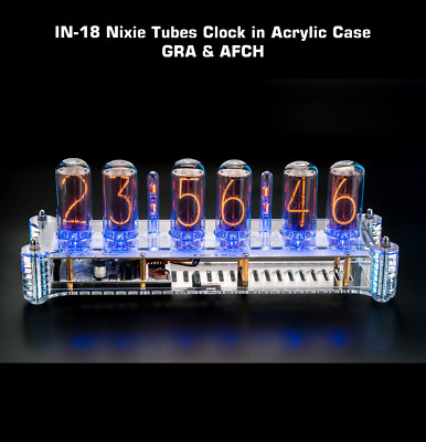 Nixie Tubes Clock on IN-18 in Big Acrylic Case [with Columns] Slot Machine Temp