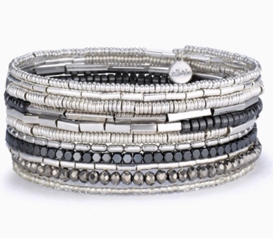 Stella & Dot Celine Wrap Bracelet Silver Beaded | eBay