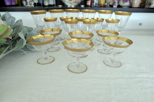 6 Tiffin Franciscan GOLD Minton~Optic Champagne/Dessert/Coupe Sherbert GLASSES - Picture 5 of 11