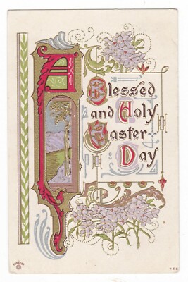 1911 COIN IOWA BLESSED HOLY EASTER DAY VINTAGE POSTCARD IA ST EDWARD NEBRASKA !!