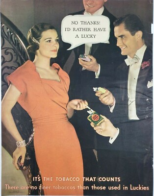Lucky Strike Woman Tobacco That Counts 1935 Magazine Ad Art Print Luckies