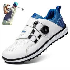 Men's Golf Shoes Waterproof Golfer Sports Shoes Knob Quick Lacing Golf Sneakers 