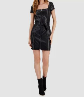 Rachel Rachel Roy Women's Verlie Faux-Leather Belted Dress - Black - Size 6