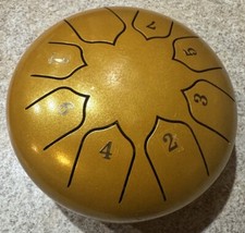 6  Steel Tongue Hollow Drum. 8 Notes, Gold Sound therapy Meditation