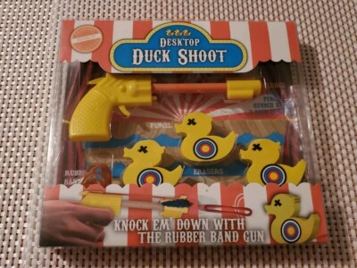 NEW Desktop Duck Shoot Novelty Game With Rubber Band Gun Office Duck Hunt Fun