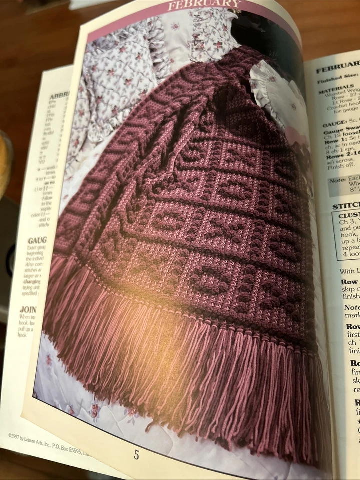 1997 Leisure Arts A year of Afghans Leaflet #2939 Crochet Pattern Book Eight - Image 4 of 4