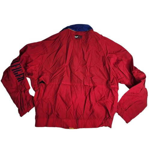 Vintage Tommy Hilfiger Mens Jacket Spellout Full Zip Hidden Hood Size XL - Picture 2 of 11