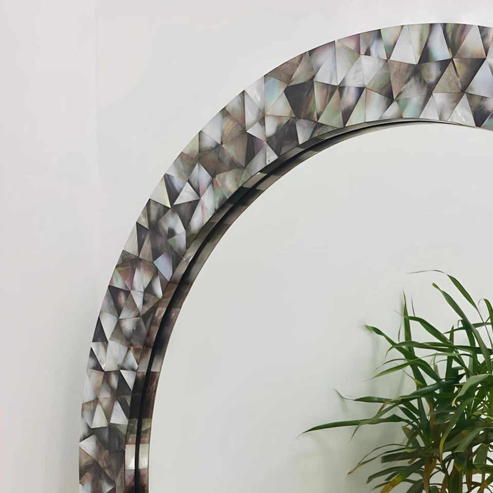 Espejo Perla Océano Brillante 18" | Redondo | Decoración de Pared Madreperla Artesanal Foto 4 de 4