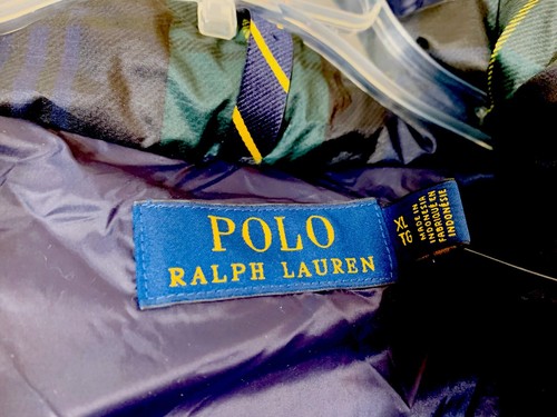 Polo Ralph Lauren hooded down plaid puffer jacket navy green NWT size XL $348.00 - Picture 4 of 8