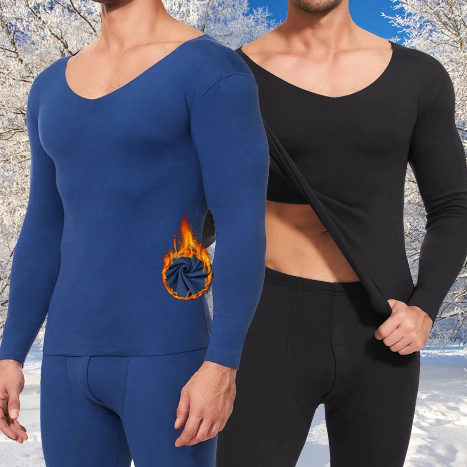 Men Thermal Warm Underwear V Neck Soft Fleece Lined Long Johns Set Top & Bottom
Opens in a new windo