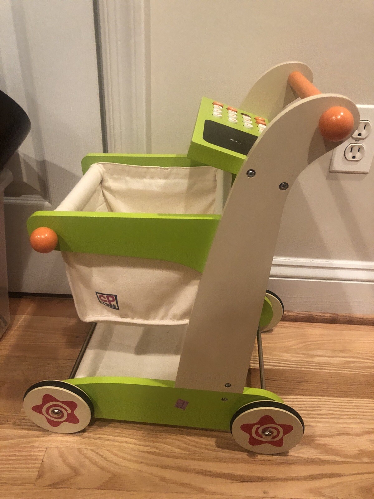kids wooden shopping cart