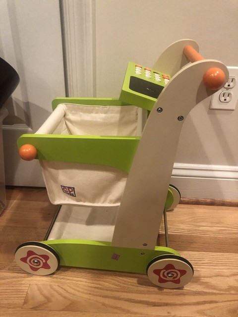kids wooden shopping cart