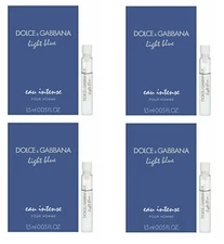 4 Vials LIGHT BLUE Eau Intense by DOLCE & GABBANA for Men 0.05 oz 1.5 ml EDP NEW