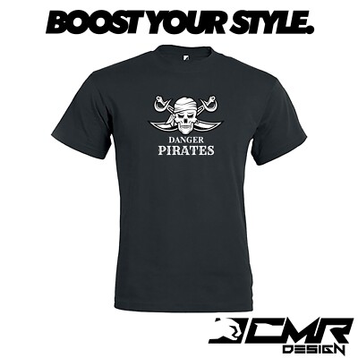 Piraten T-Shirt Shirt Jolly Roger Tshirt personalisiert Geschenkidee Herren schwarz