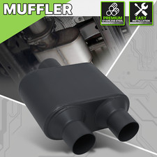 3 Inletdual 2.5 Outlet Black Race Performance Single Chamber Exhaust Muffler