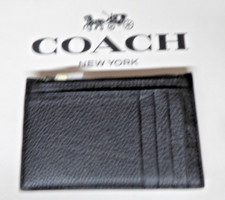 Coach Men  s Zip Card Case pebble leather Gunmetal / Black C4280 NWT LQQK