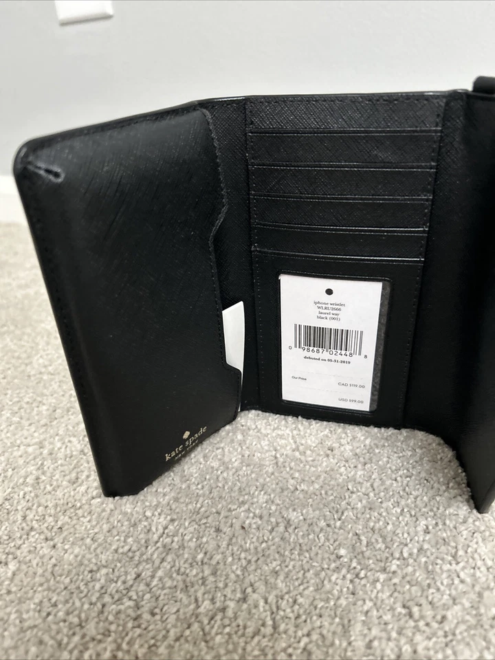 Auténtico estuche accesorio de cuero negro Kate Spade - WLRU2666 Foto 2 de 4