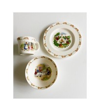 Royal Doulton Traditional Bunnykins China 3pcs Christening, New Baby, Birthday