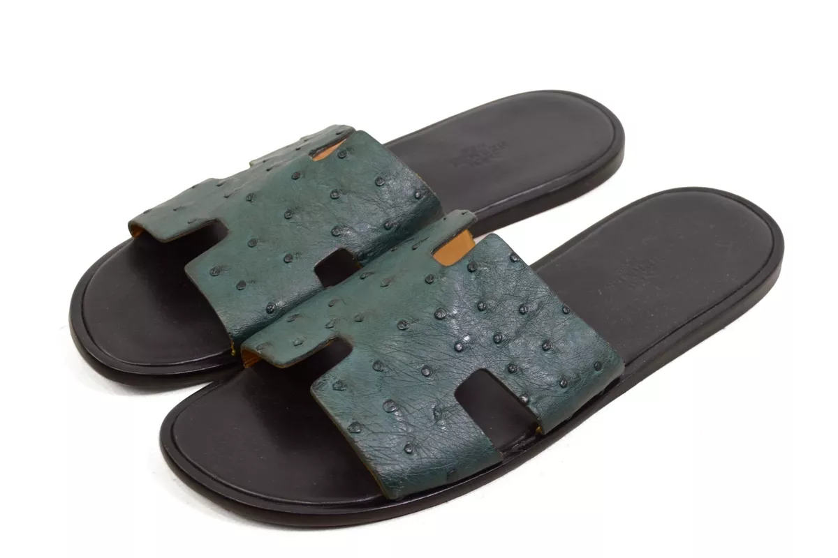 Hermes Brown Ostrich Izmir Sandals Size 42 Hermes